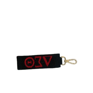 Porte-clés bracelet perlé fait main en tissu de qualité supérieure avec lettres grecques, personnalisé pour la sororité, le jour du match, avec logo et symbole de mode - Product Image 1