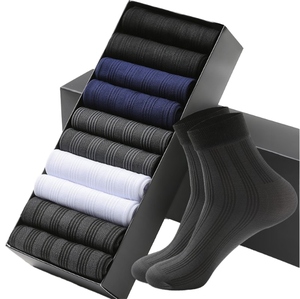 Men's Gray Crew <b>Socks</b> 100% Cotton <b>Breathable</b> Knitted Solid Regular Style Daily Wear Spring Season Standard Thickness - Product Image 5