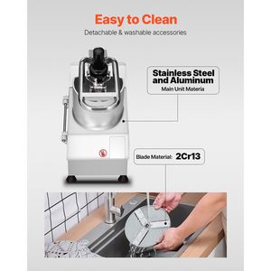 Robot da Cucina con 6 Lame in Acciaio Inox, Tritatutto per Verdure, 2 Fori di Alimentazione, Funzione di Macinazione Rimovibile, Materiale per Alimenti - Product Image 6