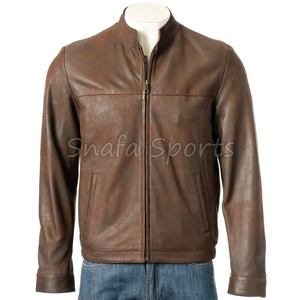 Solid Color <b>Biker</b> <b>Jacket</b> in Custom Made Cowhide Leather with Side Pockets Bulk Supply Leather Bomber <b>Jacket</b> - Product Image 2