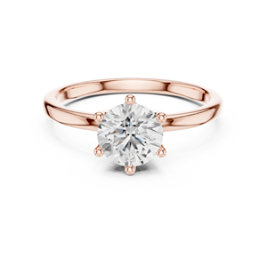 Anillo de Compromiso Solitario Redondo Chapado en Oro Rosa de Lujo para Mujer, Joyería Clásica Minimalista para Promesa de Boda, Regalo - Product Image 1