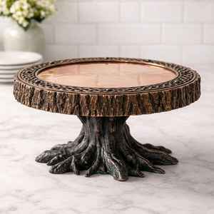 Support à gâteau arabe en métal doré de luxe avec base en bois, élégant plateau de service pour desserts pour mariage, fête, Ramadan, Eid, décoration - Product Image 4