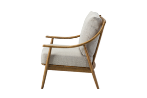 Elegante Sillón de Estilo Escandinavo con Estructura de Roble Natural y Tela Texturizada Gris Claro de Primera Calidad - Product Image 4