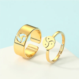 Anillos de Pareja de Lujo Chapados en Oro, Acero Inoxidable, Joyería Elegante y Moderna, Anillos a Juego, Regalo Romántico para Enamorados, Venta al Por Mayor - Product Image 3