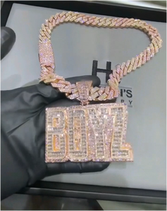 Cadena con Nombre Personalizada de Moissanita VVS, Estilo Hip Hop, con Diamantes Baguette, Colgante con Inicial en 3D, Plata de Ley 925, Unisex - Product Image 5