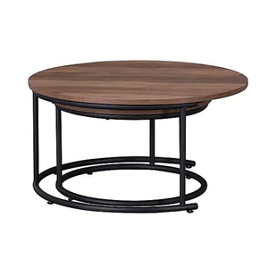 Premium Round Shape Metal And Wooden Coffee <b>Table</b> Black & <b>Brown</b> Finished For Home Living Room Decorative Furniture - Product Image 6