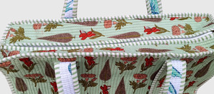Sac fourre-tout en toile à panneaux floraux, style bohème, ouvert sur le dessus, pour le shopping en toutes saisons - Product Image 3