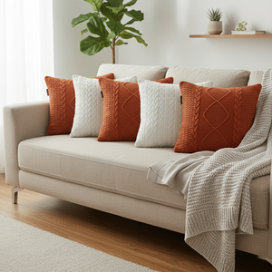 Juego de 5 Fundas de Almohada de Punto Trenzado con Diseño de Diamantes y Funda de Cojín Soga, Decoración Elegante para Cojines de Sofá - Product Image 2