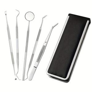 5 in 1 Stainless Steel Tooth Stain Cleaning <b>Tool</b> Remove Plaque Black Dental Calculus Tartar Remover <b>Hooks</b> Set By Grip Surgical - Product Image 1