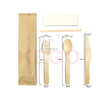 Haute Qualité En Bois Naturel Jetable Cuillère Couteau Fourchette Serviette Ensemble pour Camping et Hôtel Fournitures Table À Manger Ensemble du Vietnam