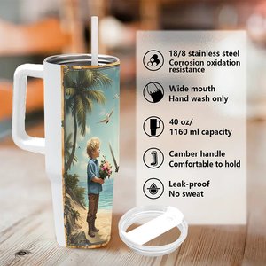 Vaso de acero inoxidable de 40 oz con doble pared aislante y diseño pirata para niños y adultos. - Product Image 5