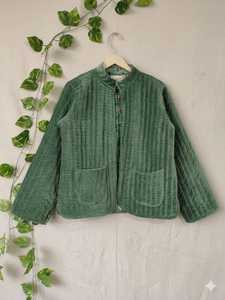 เสื้อแจ็คเก็ตผ้าควิลท์สีพื้น ผ้าฝ้ายยั่งยืน เย็บเรียบง่าย ทำมือ ใส่ได้สองด้าน สไตล์มินิมอล โบโฮ เสื้อคลุมผู้หญิง - Product Image 4