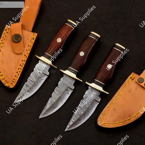 2026 New Design Wholesale Damascus Steel Drop Point Skinner Camping Knife Rosewood Handle Brass Guard Razor Sharp Fixed DIY ODM - Product Image 4