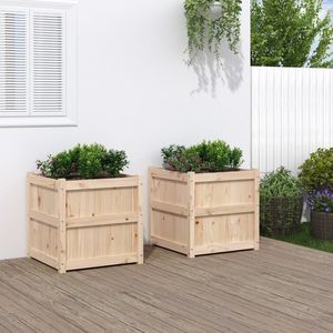 Ensemble de 2 jardinières en bois de pin massif naturel, pots et jardinières durables pour plantes - Product Image 1