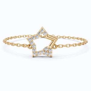 Wholesale Fashion Jewelry 0.41ct Lab Diamond 10K 14K Solid Gold Dainty Star Bracelet Five Point Star Link Chain Bracelet for Her - Product Image 4