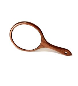 Elegante Espejo de Mano de Madera, Espejo de Maquillaje Portátil con Marco de Madera de Acabado Liso para Uso en Salones de Belleza - Product Image 5