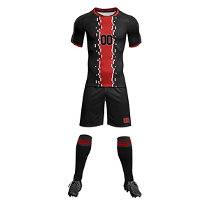 Men's Black Pink Sublimated Soccer Jersey Set Short Sleeve Crew Neck Moisture Wicking All Seasons <b>Athletic</b> Fit - Product Image 6