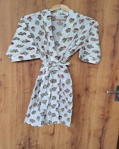Authentic Kimono <b>Robe</b> Cotton Floral Hand Block Print Breathable Long Sleeve Nightwear & Women's <b>Beach</b> Cover-Up - Product Image 1