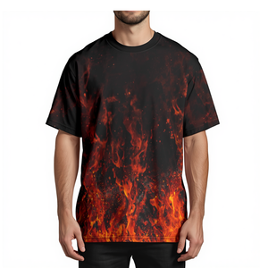 Camiseta de sublimación para hombre con gráfico abstracto de fuego y cenizas, estilo oversized, ropa de moda - Product Image 1