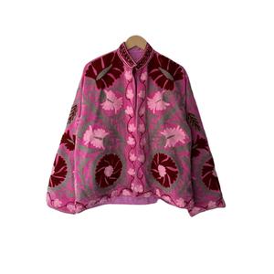 Most Trending Embroidery Handmade Suzani <b>Velvet</b> Winter <b>Jacket</b> <b>Women</b> Short Suzani <b>Jacket</b> Free Size Short Quilted <b>Jacket</b> - Product Image 1