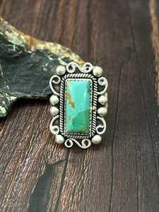 Natural Kingman Turquoise Adjustable <b>Ring</b> Handcrafted Sterling <b>Silver</b> Artisan Southwestern Jewelry <b>Statement</b> Band - Product Image 1