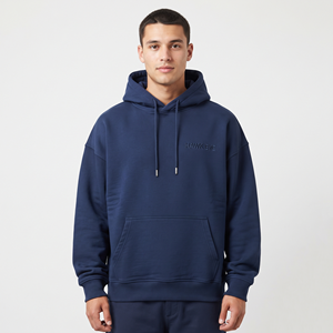Sweat-shirt à capuche oversize pour homme, en molleton de coton épais, avec cordon de serrage, tendance, bleu marine - Product Image 3