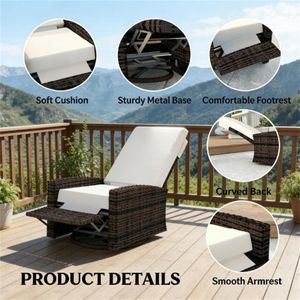 Sedia da Esterno per Soggiorno, Sedia a Sdraio da Giardino, Arredamento da Patio Resistente alle Intemperie per Interni ed Esterni - Product Image 2