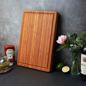 Premium Bamboo Chopping Board Juice Groove Side Handle Rectangle <b>Shape</b> 2.5 cm Thick Dishwasher Safe for Kitchen Restaurant Use - Product Image 5