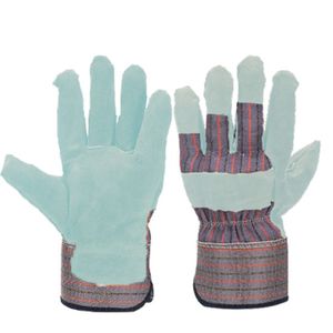 Gants de travail en cuir de vachette pleine fleur avec protection des veines de la paume, dos en coton rayé et manchette de sécurité doublée - Product Image 1