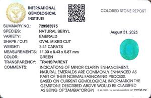 มรกตสีเขียวรูปไข่ 3.41 กะรัต จากพลอยแซมเบีย - Product Image 6