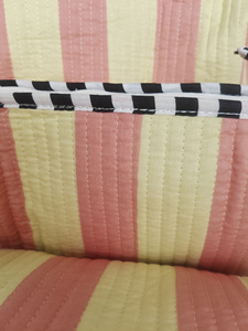 Sacs à maquillage en coton durable à rayures jaunes imprimées, pochettes indiennes, trousse de toilette de voyage, organiseur de cosmétiques - Product Image 2