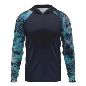 เสื้อเชิ้ตตกปลาแขนยาวลายพรางสำหรับผู้ชาย มีฮู้ด ป้องกันรังสียูวี UPF 50 สำหรับกิจกรรมกลางแจ้ง ผลิตจากผ้าโพลีเอสเตอร์ - Product Image 4