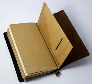 Carnet de notes personnalisé en cuir Crazy Horse écologique marron et noir, rechargeable, fait main, design voyage, pour bureau et réunions - Product Image 5