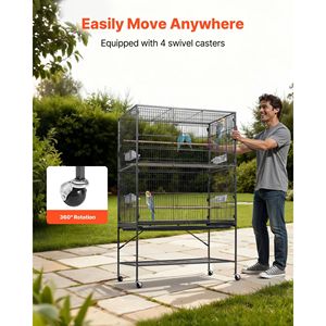 Jaula para Pájaros de Hierro Forjado con Techo Plano de 36.6 x 22.8 x 59.5 Pulgadas para Azulejos, Periquitos, Canarios, Periquitos Monje, Loros Grises Africanos - Product Image 5