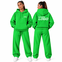 Ensemble de survêtement de luxe personnalisé OEM pour femme, comprenant un sweat à capuche oversize et un pantalon large, style streetwear premium