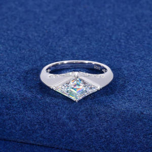 Elegant Princess Cut VVS Moissanite <b>Ring</b> <b>925</b> Sterling <b>Silver</b> Geometric Design Luxury Engagement Wedding Jewelry For Women - Product Image 1