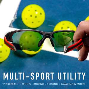 Lunettes de soleil de sport Franklin Outdoor Pickleball, monture en plastique rouge, verres en polycarbonate, protection UV, antidérapantes - Product Image 4