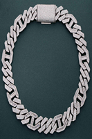 Cadena de eslabones cubanos de plata de ley 925 de 20 mm con moissanita VVS color D, joyería hip hop, estilo rapero, 18 pulgadas