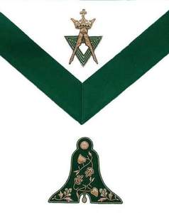 Tablier de Maître Maçon Senior Allié en Velours Vert avec Broderie à la Main, Corps Blanc, Ceinture Réglable, Régalia Premium W - Product Image 1