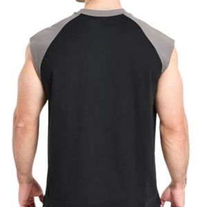 <b>Mens</b> Black Charcoal Sleeveless Tank Top Gym Workout Shirt Athletic Fitness Training Sportswear Casual Activewear <b>Running</b> <b>Vest</b> - Product Image 6