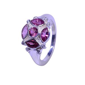 Anillo Clásico de Plata de Ley 925 con Turmalina y Topacio Blanco para Mujer, Joyería para Bodas - Product Image 5