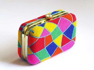 Handmade Beaded Clutch Bag Colorful Seed Bead Evening <b>Purse</b> Wedding Party Handbag For <b>Women</b> - Product Image 5