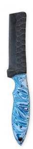 Cuchillo de Cocina Negro DIY OEM de Acero Forjado a Mano de Alto Contenido de Carbono con Mango de Resina Azul y Blanca con Diseño Ondulado - Product Image 5