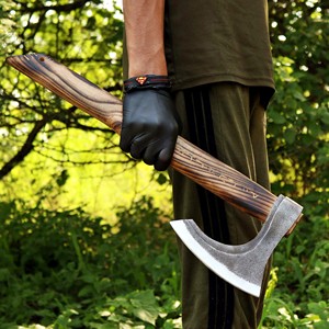 Hache tactique à double lame THEWIZ CRAFTS, hache à abattre, lame en acier forgé, manche en bois, outil de coupe d'arbres DIY, camping en plein air - Product Image 4