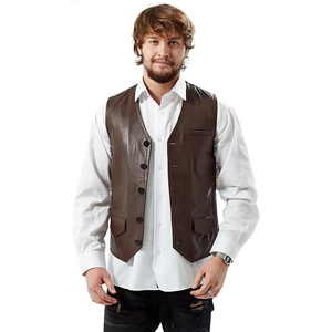 Chaleco de Cuero para Hombre de Fabricante Profesional de Prendas de Vestir - Construcción Duradera y Botones de Primera Calidad - Product Image 1