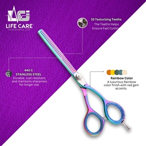 Ensemble de ciseaux de coiffure professionnels multicolores avec vis réglable, ciseaux de coiffure en acier inoxydable japonais - Product Image 5