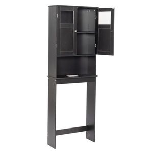 Mobile da Bagno Nero in MDF (Pannello a Media Densità) con Doppia Anta 60*22*170cm, Finitura Verniciata, Unità Prefabbricata per Bagno - Product Image 1