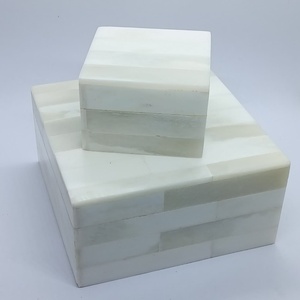 Handmade Wood Inlay Jewelry <b>Box</b> Modern Decorative <b>Storage</b> Case Square Resin Accent Organizer <b>Stackable</b> for Home Display - Product Image 1
