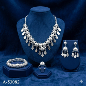 Conjunto de Collar y Pendientes de Borla de Aleación de Zinc Chapado en Oro, Estilo Bohemio para Mujer, Joyería para Bodas y Fiestas A-53290 - Product Image 5