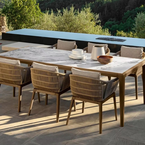 ROCF-034 Modern Wicker Outdoor Dining Set Weather-Resistant Rope Garden <b>Sofa</b> UV-Resistant PE <b>Rattan</b> Powder Coated Aluminum Frame - Product Image 1